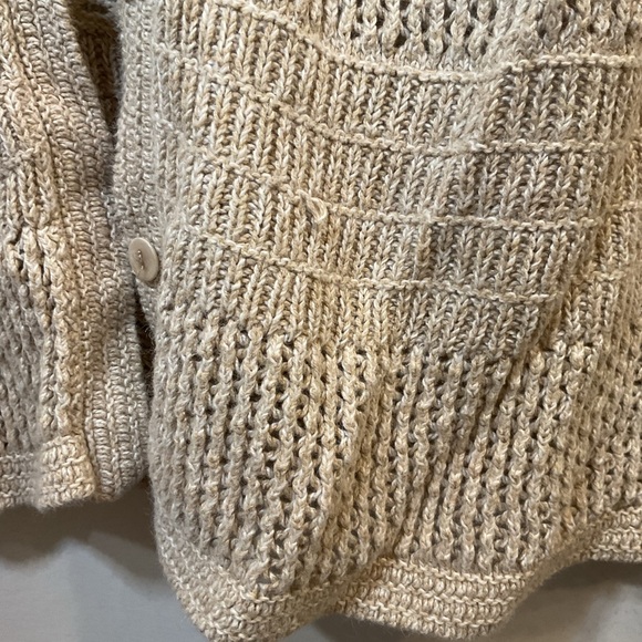 Christopher & Banks Tan/Beige Open‎ Knit Cardigan Sweater 3/4 Sleeve - Picture 6 of 6